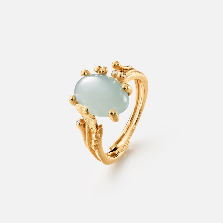 BoHo Ring Small in Gold with Aquamarine and Diamonds | Ole Lynggaard Copenhagen