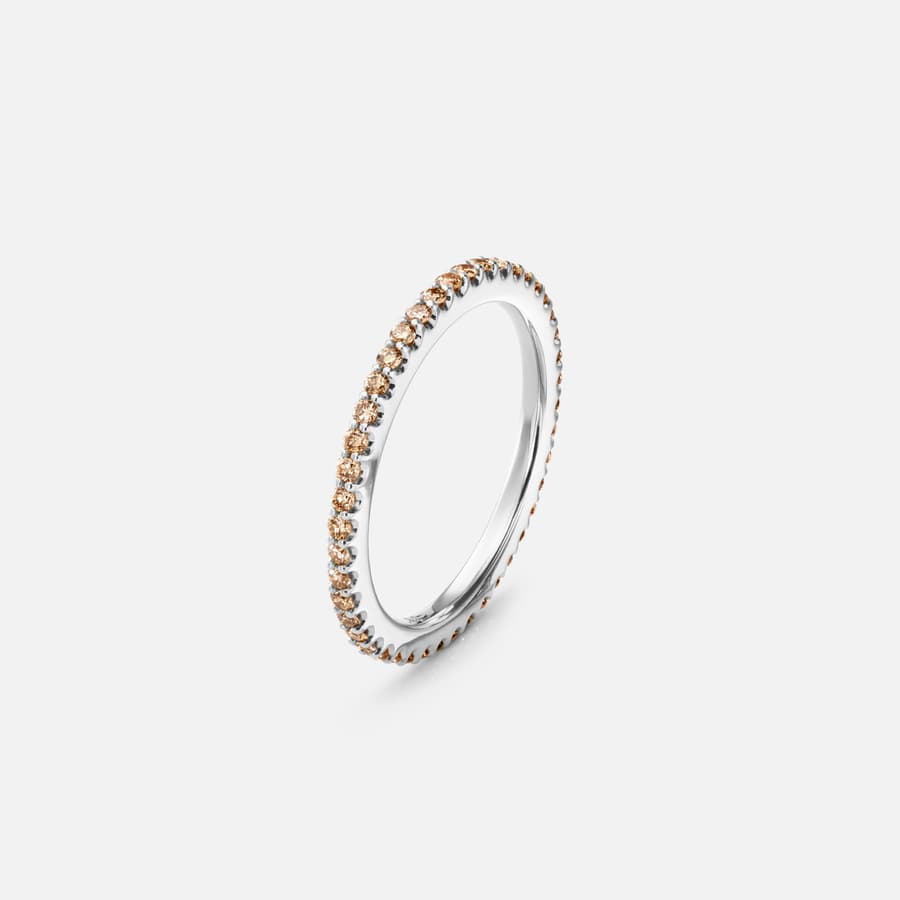 Bague Love Bands en Or Blanc et Diamants Bruns   |  Ole Lynggaard Copenhagen 