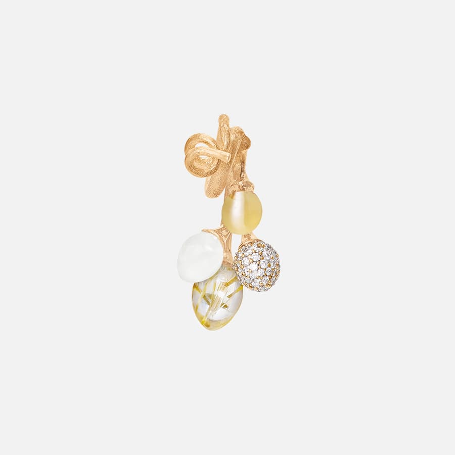 Pendentif Lotus Midnight en Or et Diamants, Quartz et Pierre de Lune  |  Ole Lynggaard Copenhagen 