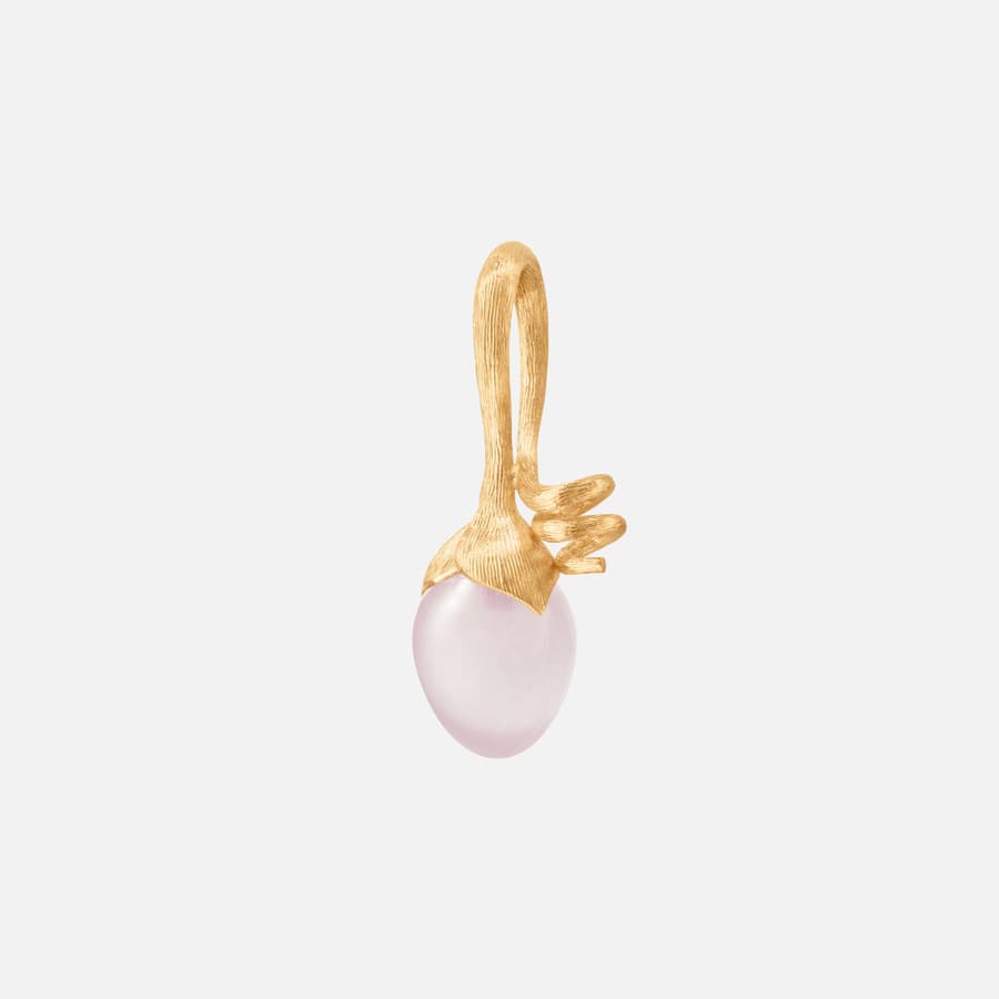 Lotus Sprout Pendant in 18 Karat Yellow Gold and Rose Quartz  |  Ole Lynggaard Copenhagen 