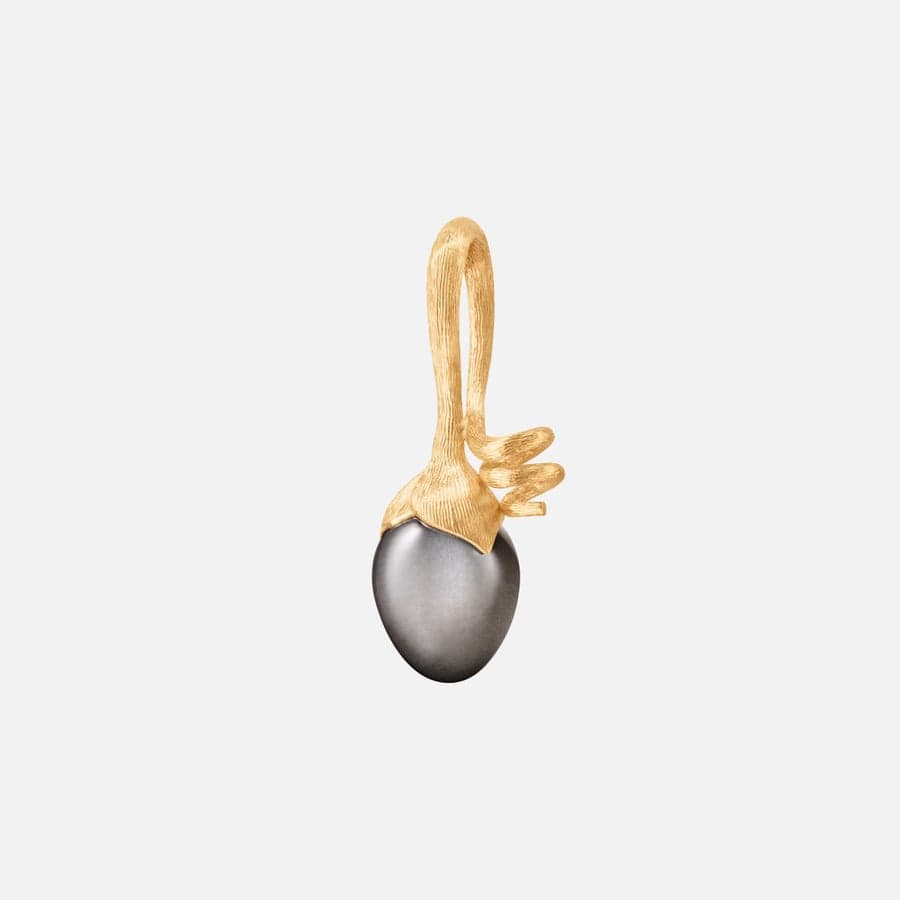 Lotus Sprout Pendant in 18 Karat Yellow Gold and Grey Moonstone  |  Ole Lynggaard Copenhagen 