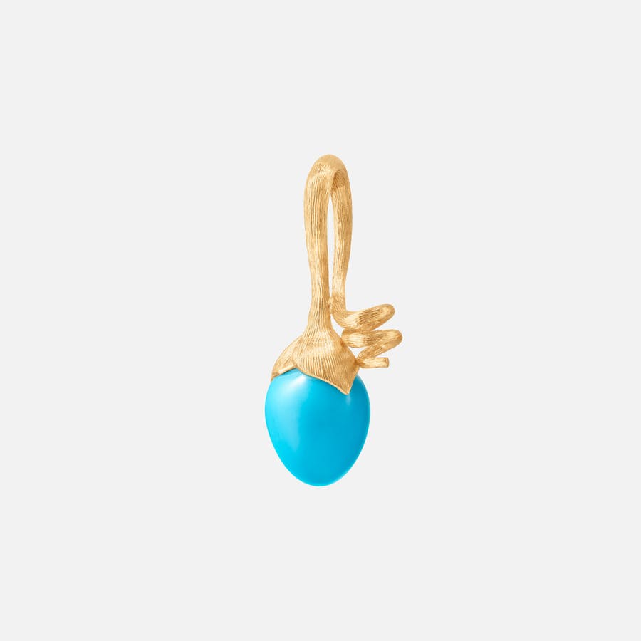 Lotus Sprout Pendant in 18 Karat Yellow Gold and Turquoise  |  Ole Lynggaard Copenhagen