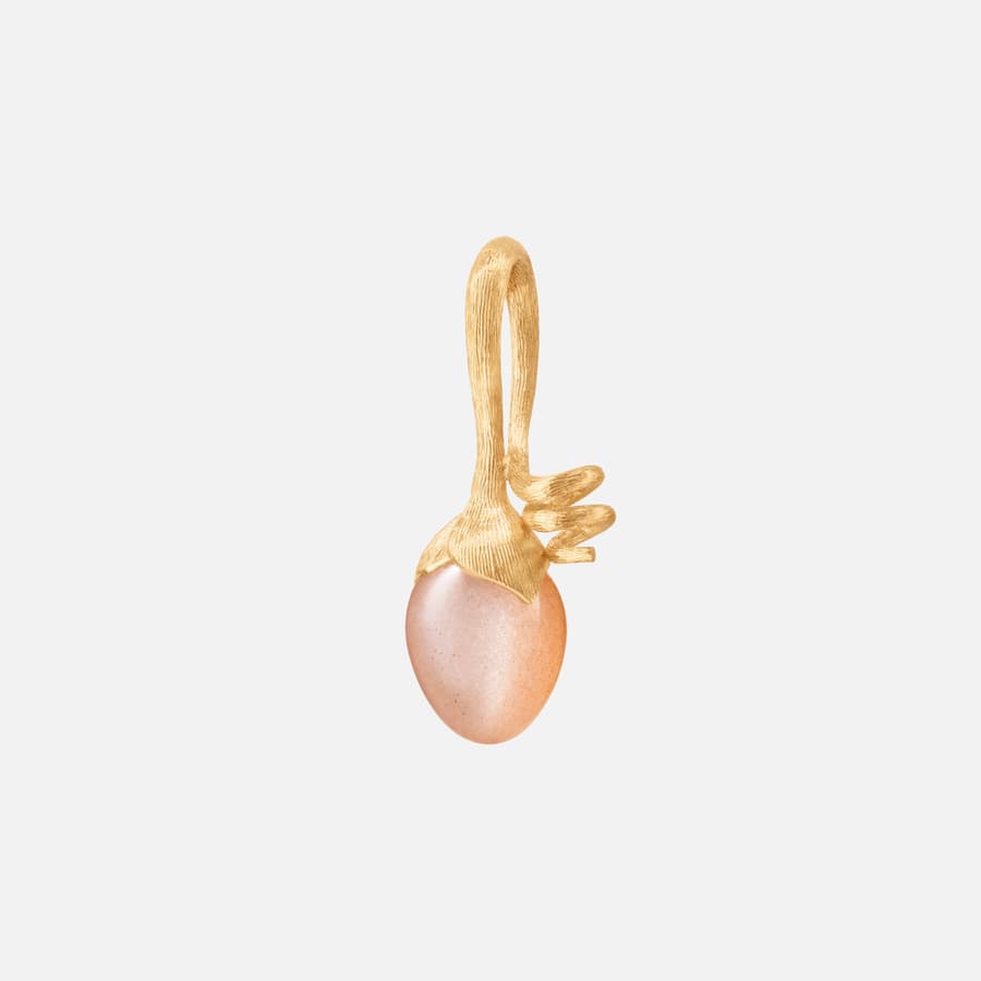 Lotus Sprout Pendant in 18 Karat Yellow Gold and Blush Moonstone  |  Ole Lynggaard Copenhagen 