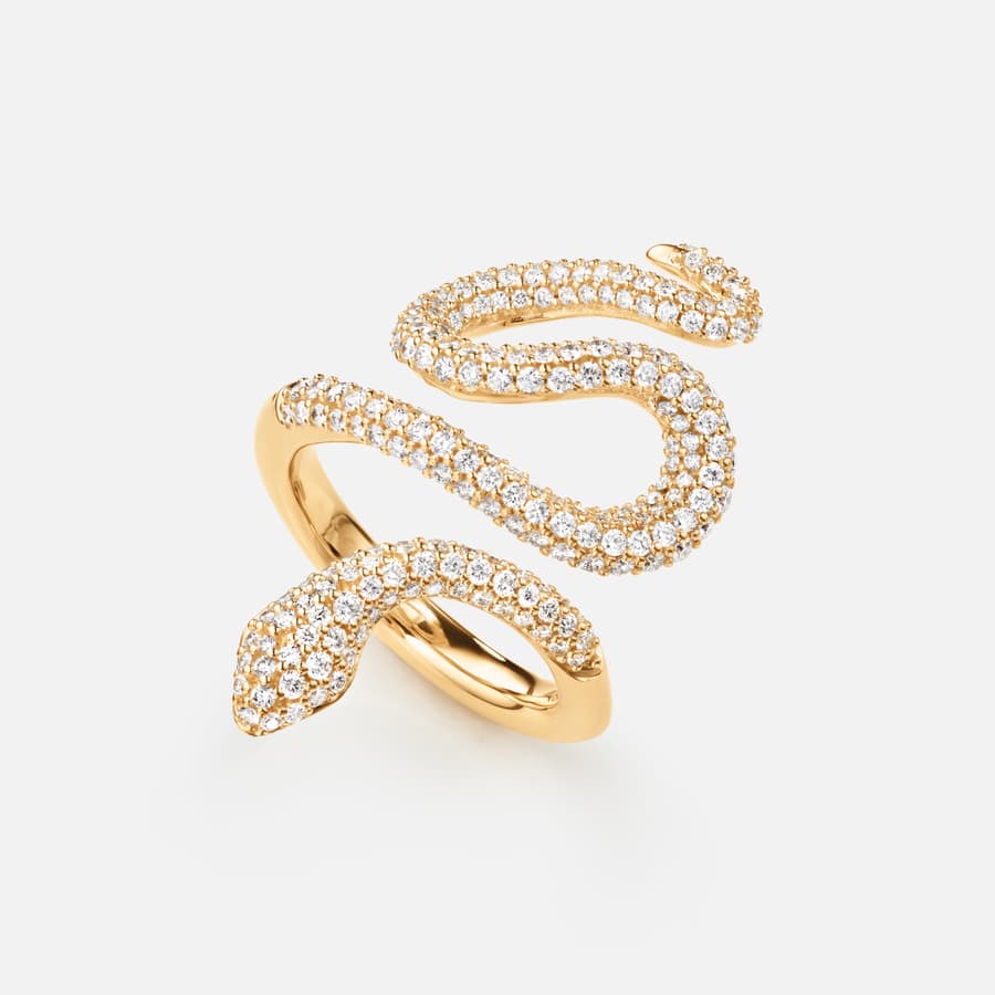 Bague Snakes Medium en Or sertie de Diamants Pavé  |  Ole Lynggaard Copenhagen 