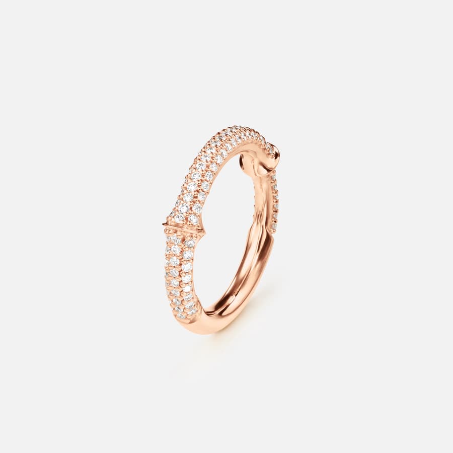 Nature Ring IV in 18 Karat Polished Rose Gold with Pavé-set Diamonds | Ole Lynggaard Copenhagen