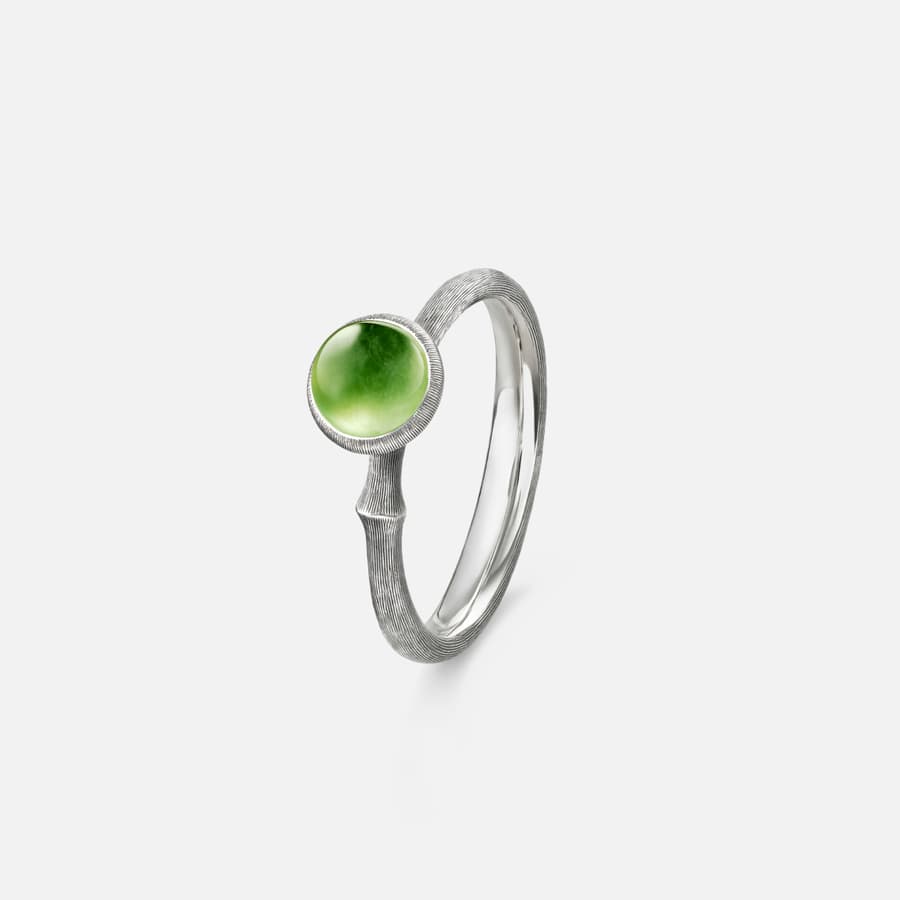 Lotus Ring Größe 0 in oxidiertem Sterlingsilber mit Serpentin | Ole Lynggaard Copenhagen