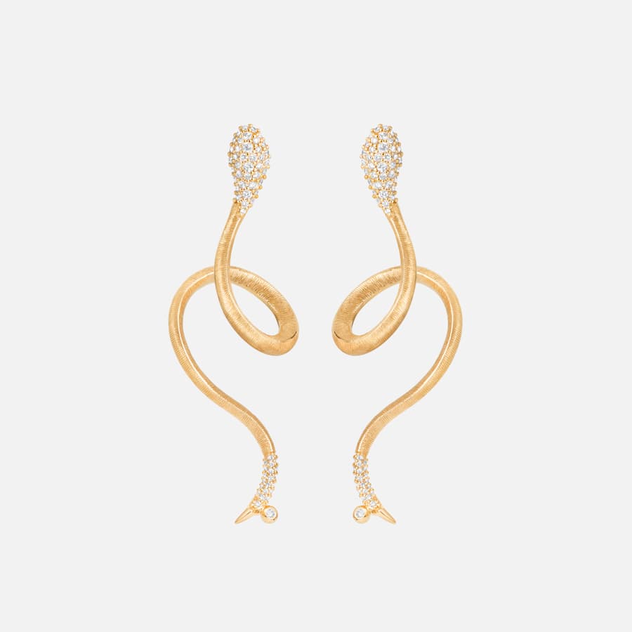 Snakes Earrings in Gold with Pavé-set Diamonds  |  Ole Lynggaard Copenhagen 
