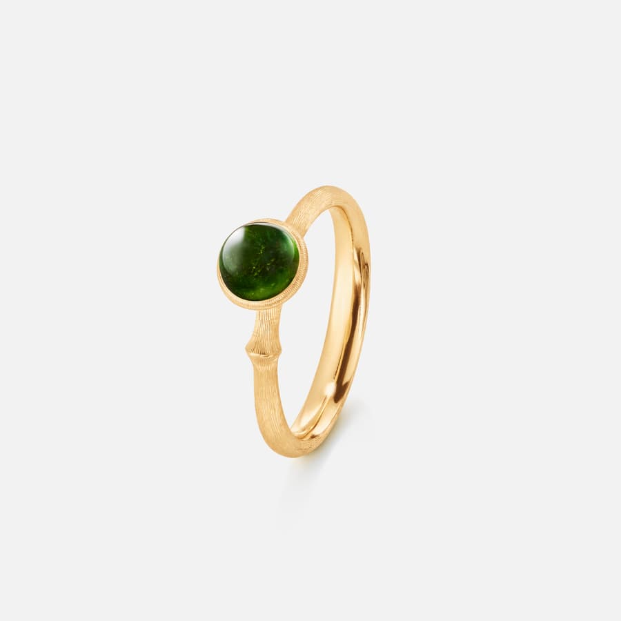 Lotus Ring size 0 in 18 Karat Yellow Gold with Green Tourmaline  |  Ole Lynggaard Copenhagen