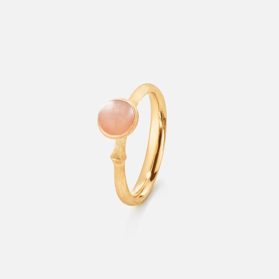 Lotus Ring size 0 in 18 Karat Yellow Gold with Blush Moonstone  |  Ole Lynggaard Copenhagen