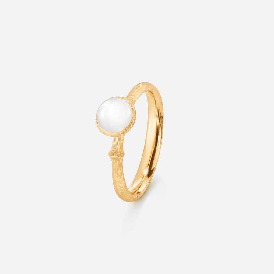 Lotus Ring size 0 in 18 Karat Yellow Gold with White Moonstone  |  Ole Lynggaard Copenhagen