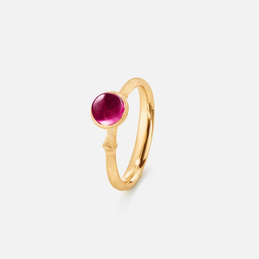 Lotus Ring size 0 in 18 Karat Yellow Gold with Cerise Tourmaline  |  Ole Lynggaard Copenhagen