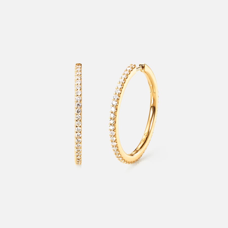 Love Bands Creol Earrings Large in Yellow Gold with Diamonds  |  Ole Lynggaard Copenhagen 