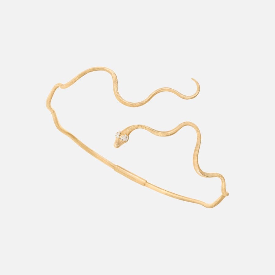 Snakes 31 cm Neck Bangle in Yellow Gold with Diamonds  |  Ole Lynggaard 