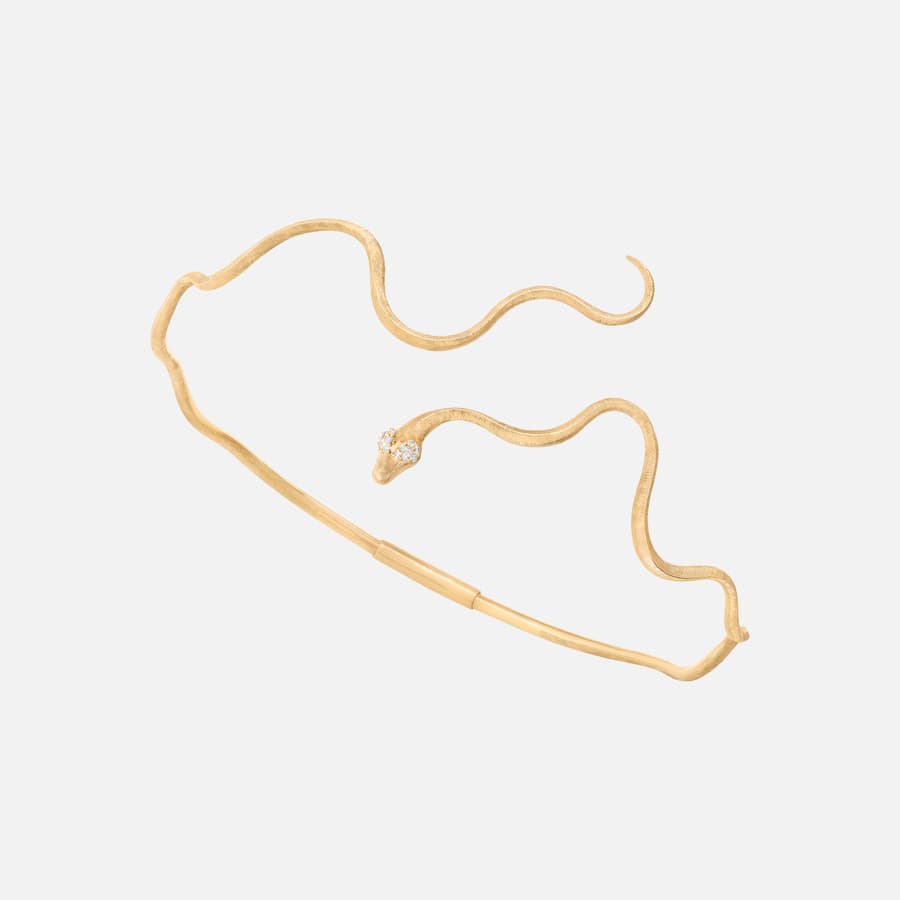 Snakes 33 cm Neck Bangle in Yellow Gold with Diamonds  |  Ole Lynggaard 