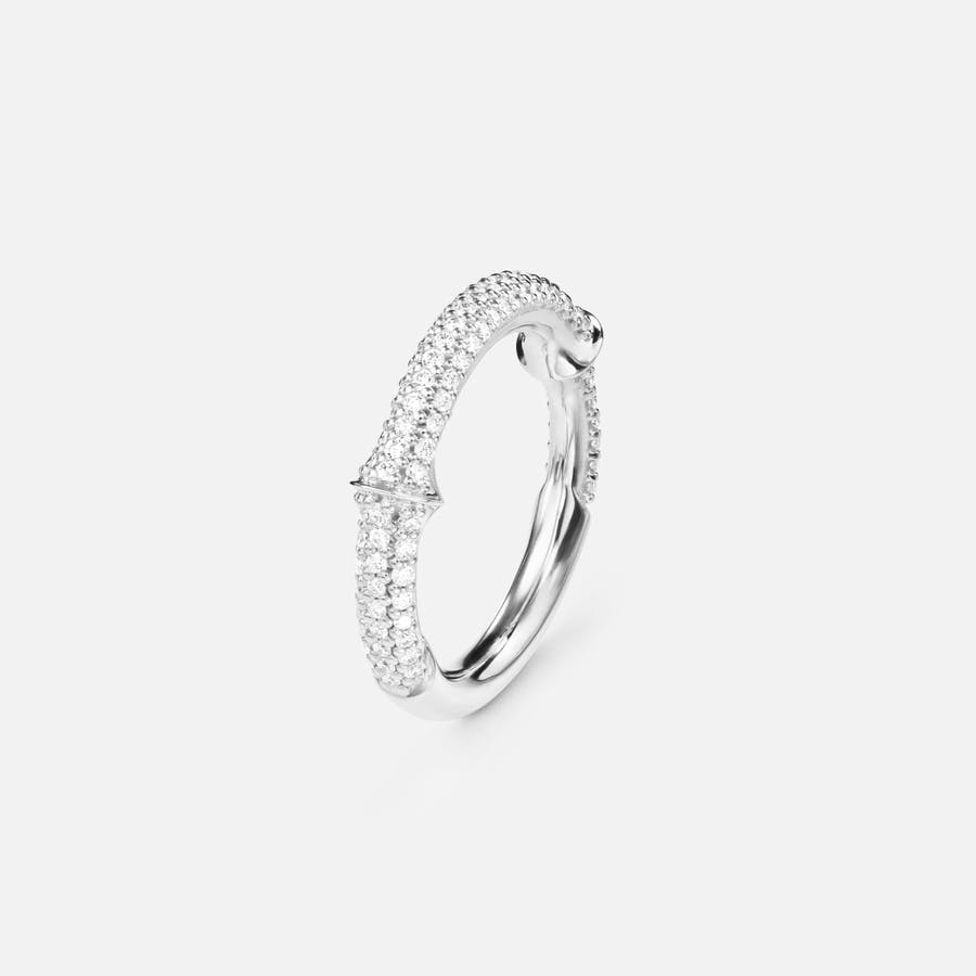 Nature Ring IV in 18 Karat Polished White Gold with Pavé-set Diamonds | Ole Lynggaard Copenhagen