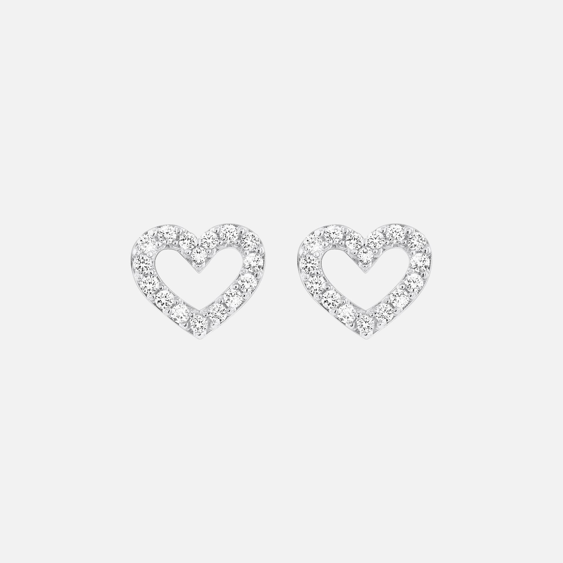 Hearts Pavé Stud Earrings in White Gold with Diamonds | Ole Lynggaard Copenhagen