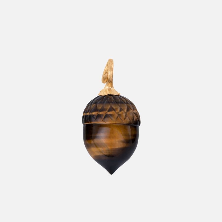 Acorn Pendant Small  in Yellow Gold and Tiger's Eye Quartz  |  Ole Lynggaard Copenhagen 