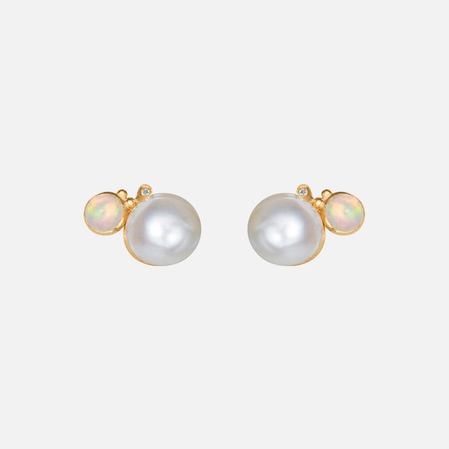 BoHo Pearl Stud Earrings in Gold  with Opal and Diamonds  |  Ole Lynggaard Copenhagen