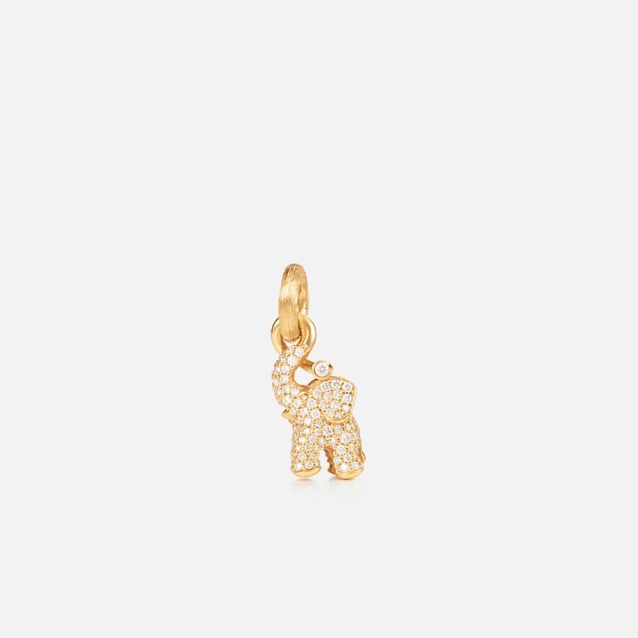 Elephant charm small pavé in 18 karat yellow gold and diamonds | Ole Lynggaard