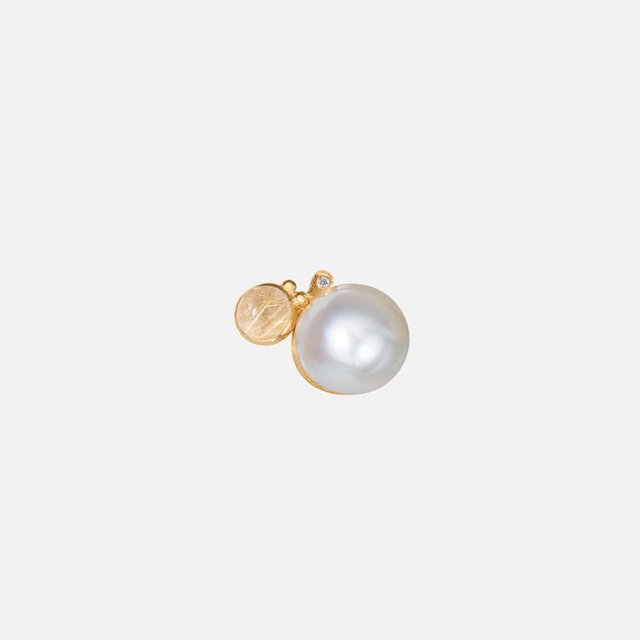 BoHo Perlenohrstecker in Gold mit Rutilquartzen und Diamant | Ole Lynggaard Copenhagen