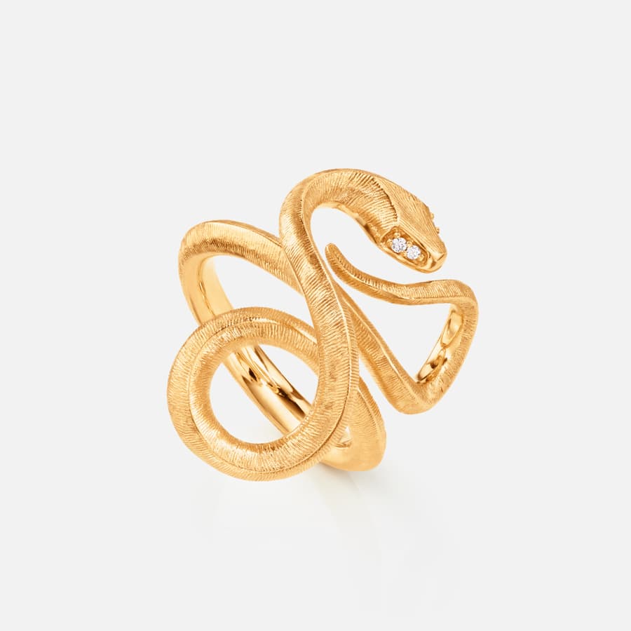 Snakes Ring Large in Yellow Gold with Diamonds  |  Ole Lynggaard Copenhagen 