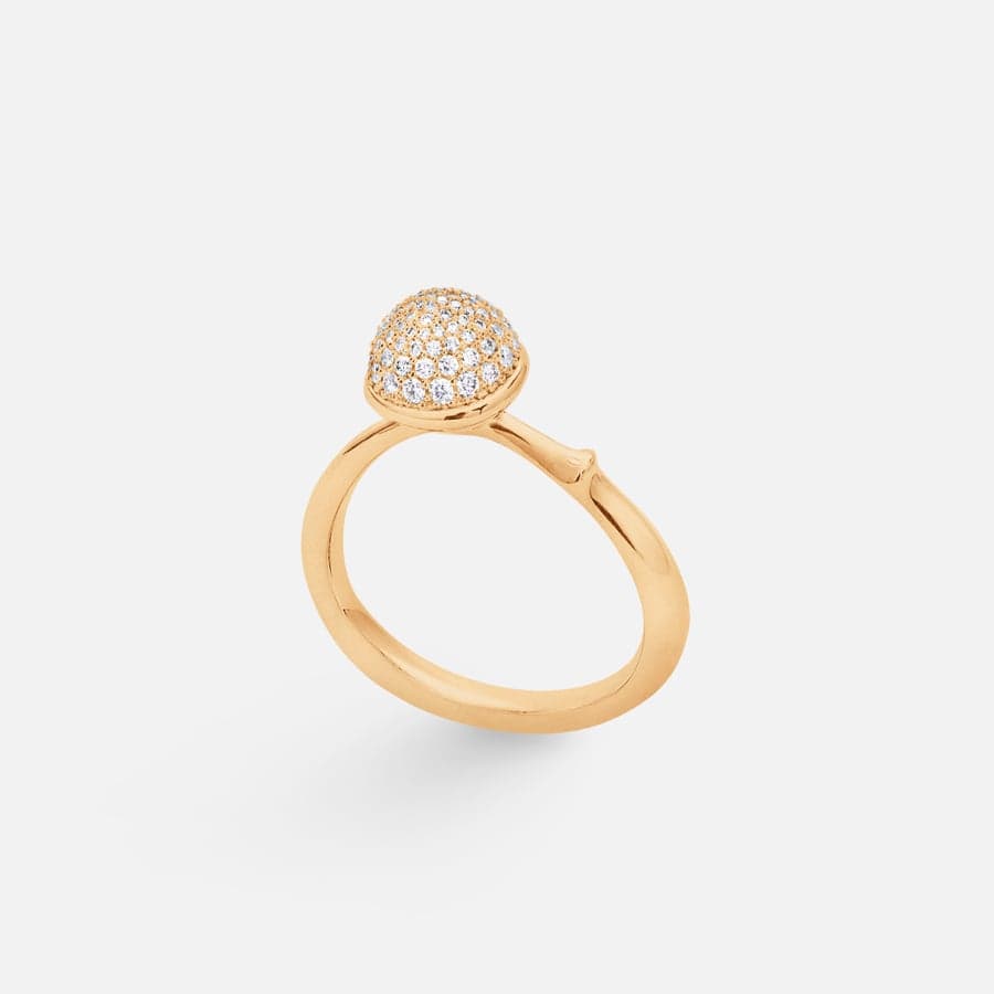 Bague Lotus Medium en Or Jaune 18 Carats et Diamants  |  Ole Lynggaard Copenhagen