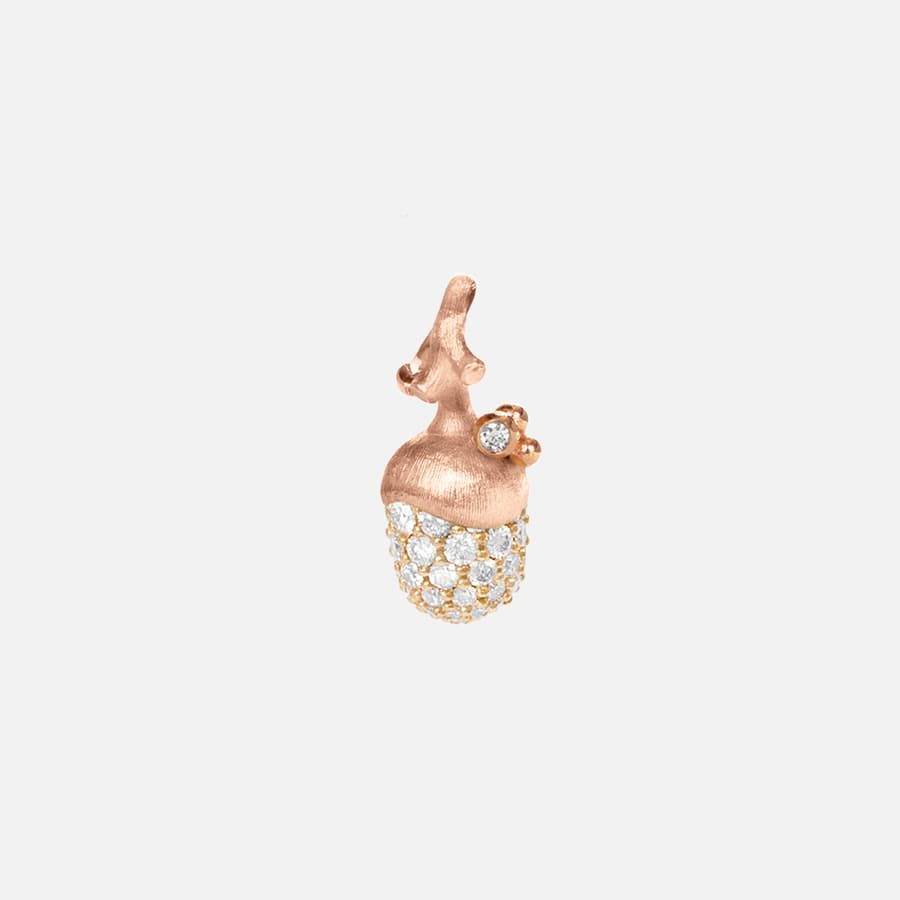 Acorn anhänger klein in Gelb- und Roségold mit Diamant in Pavé-Fassung  |  Ole Lynggaard Copenhagen
