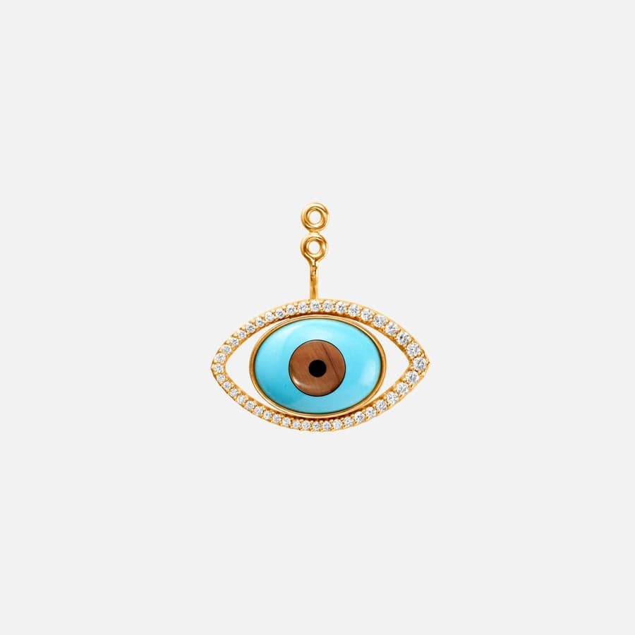 Evil EyeOhrring-Anhänger aus 18 Karat Gold, Diamanten, Türkis, Tigerauge-Quarz und Onyx | Ole Lynggaard Copenhagen  