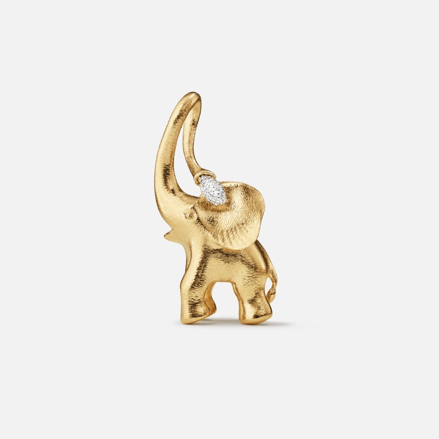 18 Karat Yellow Gold Elephant Pendant with Diamond | Ole Lynggaard Copenhagen