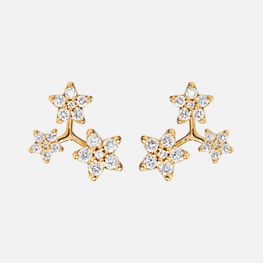 Puce d'oreille Shooting Stars en Or 18 carats et 18 Diamants   |  Ole Lynggaard Copenhagen  