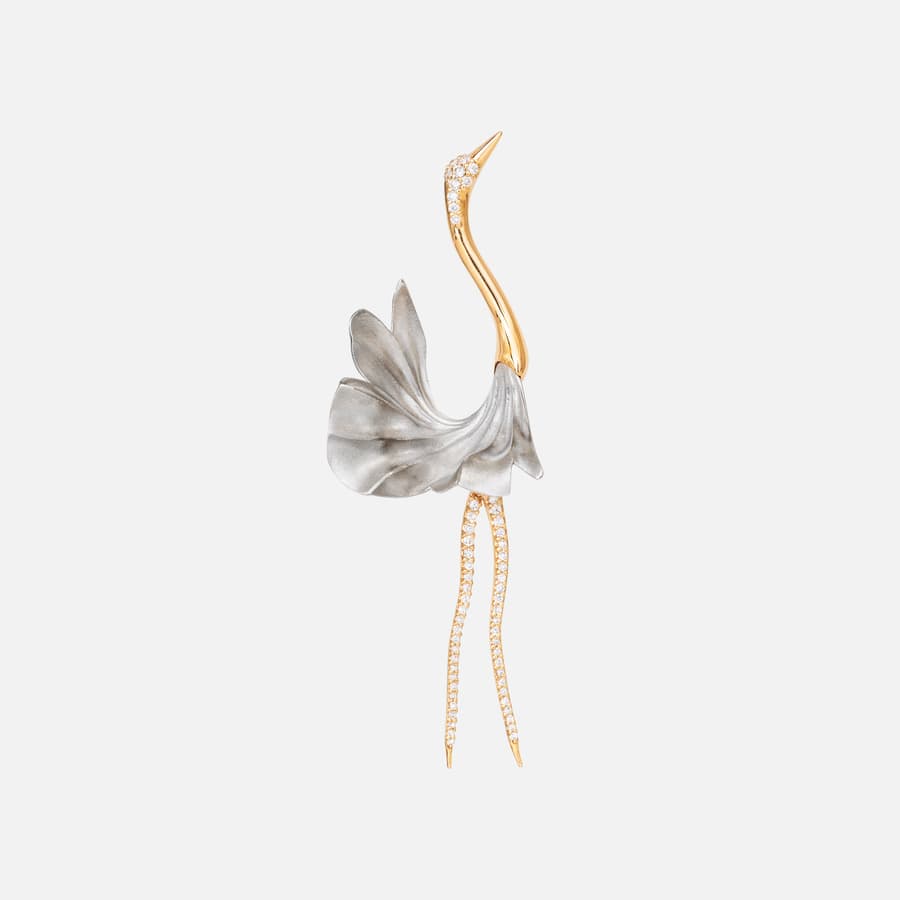 Boucle d'Oreille Cranes en Or 18 Carats avec Diamants  |  Ole Lynggaard Copenhagen 