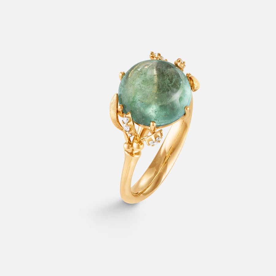 Winter Frost Ring aus 18 Karat Gold mit grünem Turmalin und Diamanten  |  Ole Lynggaard Copenhagen 