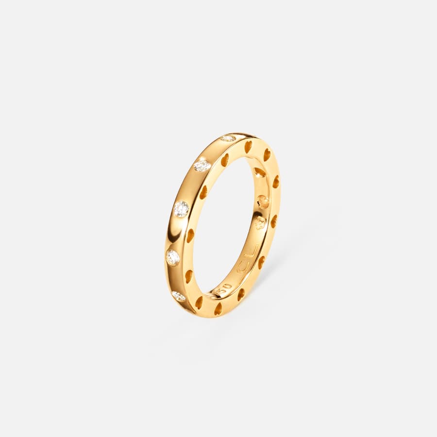 Forever Love Ring in Polished Yellow Gold with Diamonds  |  Ole Lynggaard
