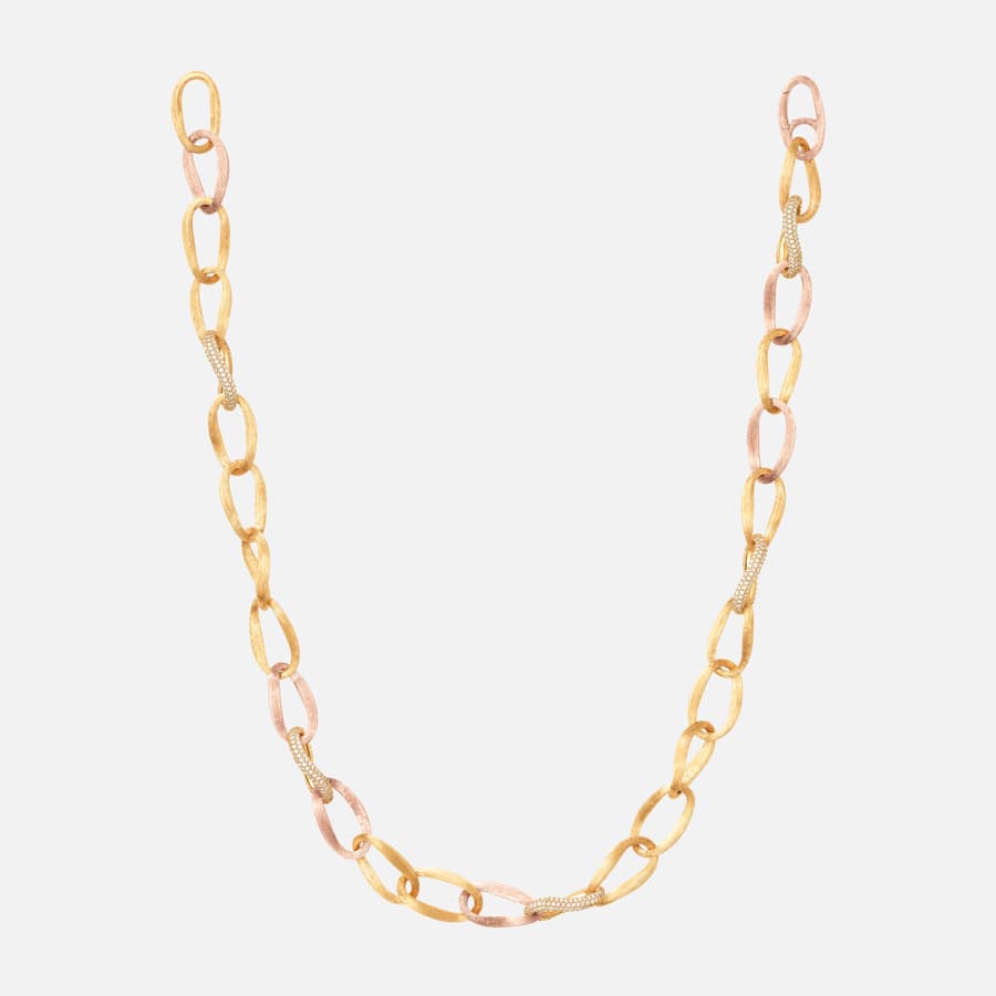 Collier moyen Love avec maillons pavés en or jaune 18 carats, or rose et diamants | Ole Lynggaard