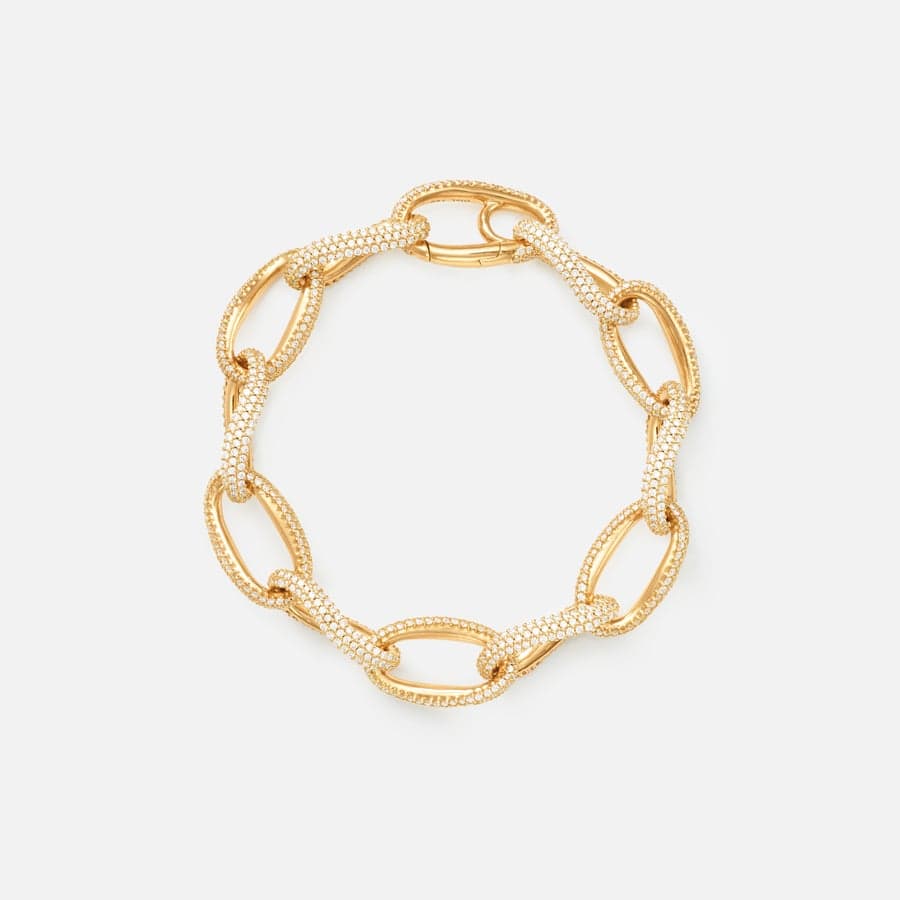 Bracelet moyen Love avec maillons pavés en or jaune 18 carats et diamants | Ole Lynggaard
