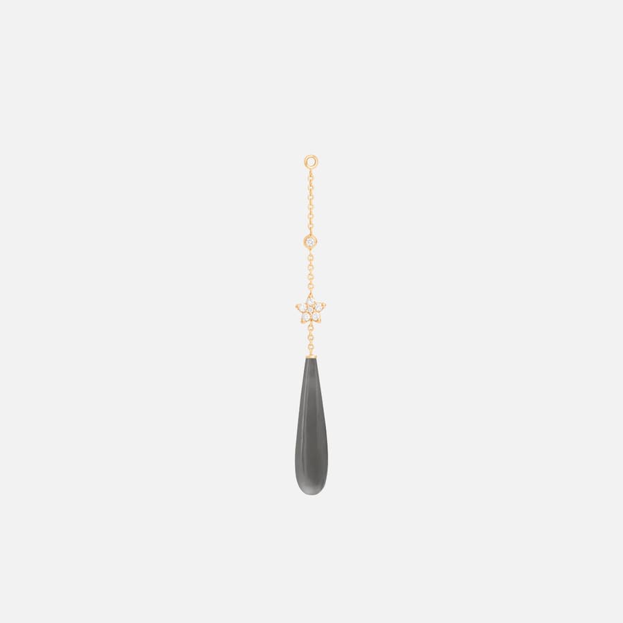 Pendant d'Oreille Shooting Stars en Or, Perle de Lune Grise et Diamants   |  Ole Lynggaard Copenhagen 