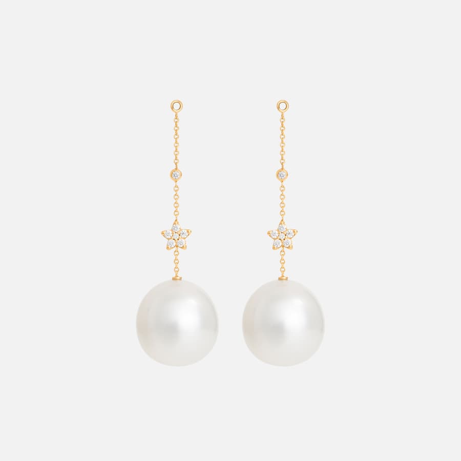 Shooting Stars Earring Pendants in Gold with Pearls & Diamonds   |  Ole Lynggaard Copenhagen 