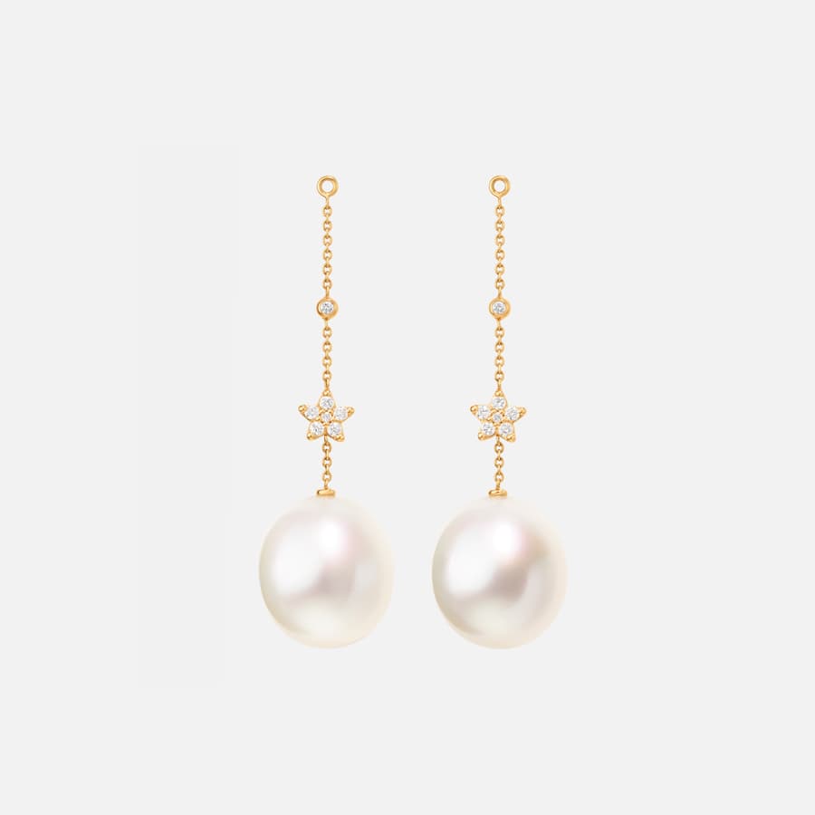 Shooting Stars Earring Pendants in Gold with Pearls & Diamonds   |  Ole Lynggaard Copenhagen 