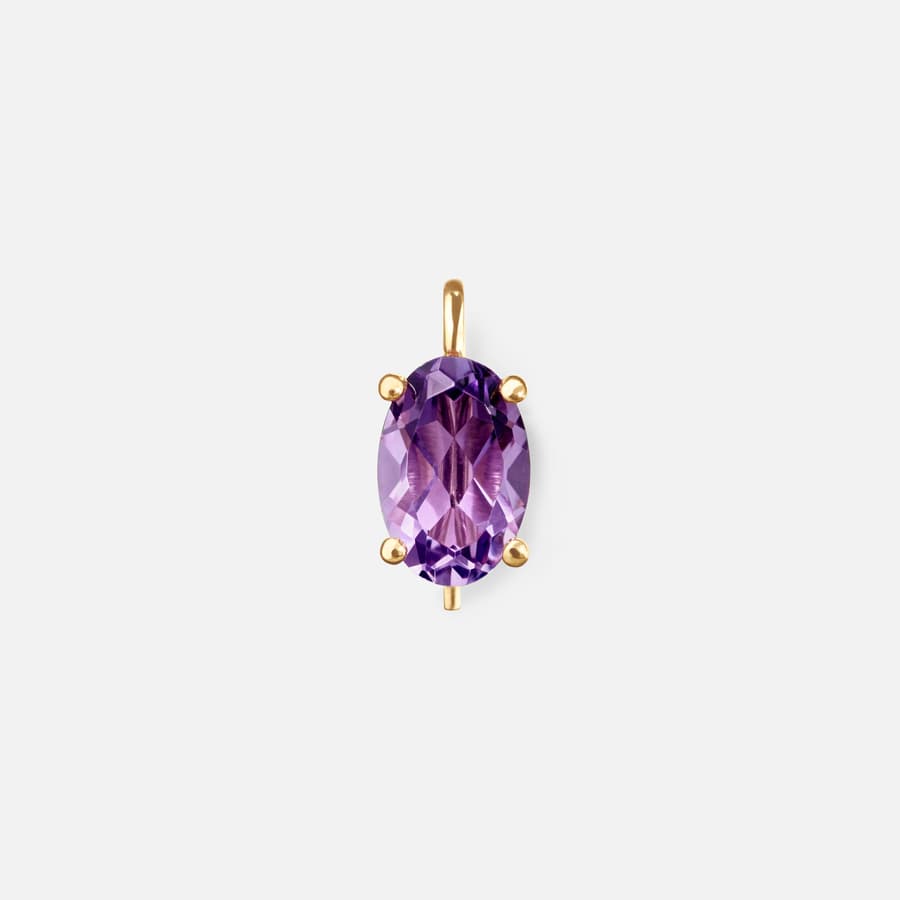 Pend. hook Amethyst fac. drop 6x4mm pair 18k guld med ametyst