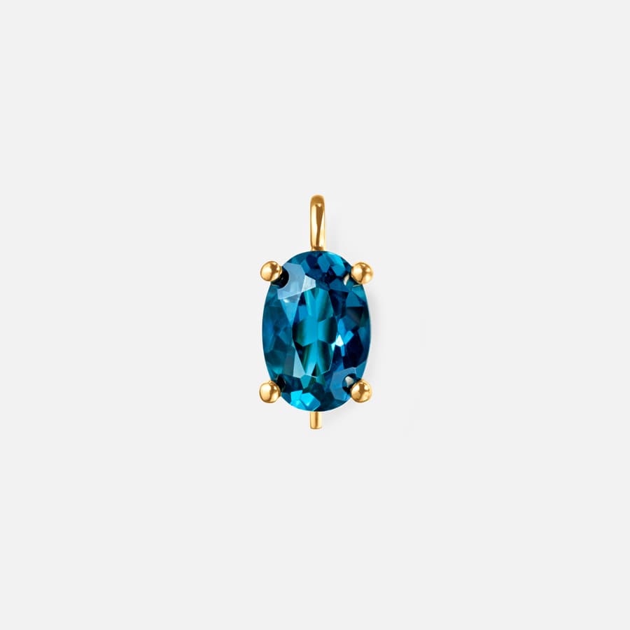 Pend. hook LBT fac. drop 6x4mm pair 18k gold with Lodon blue topaz