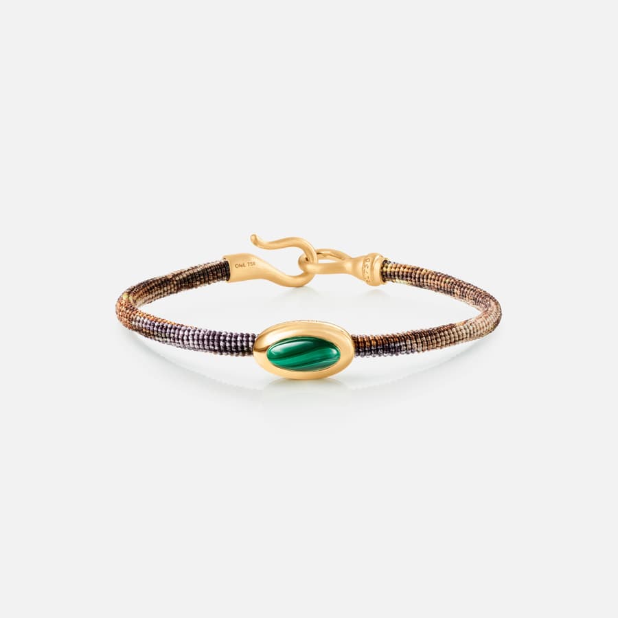 Bracelet Life Velvet en Or 18 carats et Breloque en Malachite  |  Ole Lynggaard Copenhagen