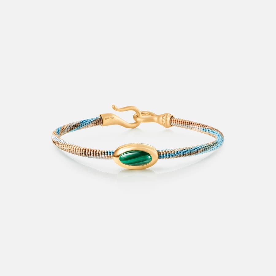 Life Cornflower Bracelet with 18 Karat Gold & Malachite Charm  |  Ole Lynggaard Copenhagen