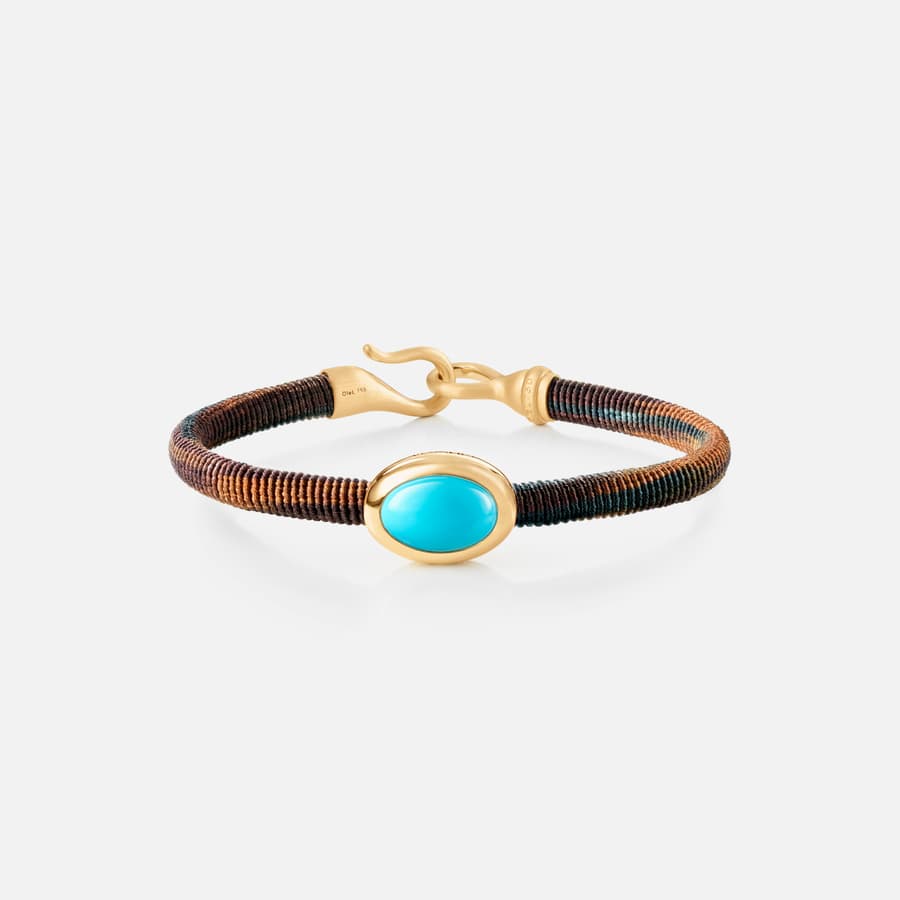 Life Maroon Bracelet with 18 Karat Gold & Turquoise Charm  |  Ole Lynggaard Copenhagen