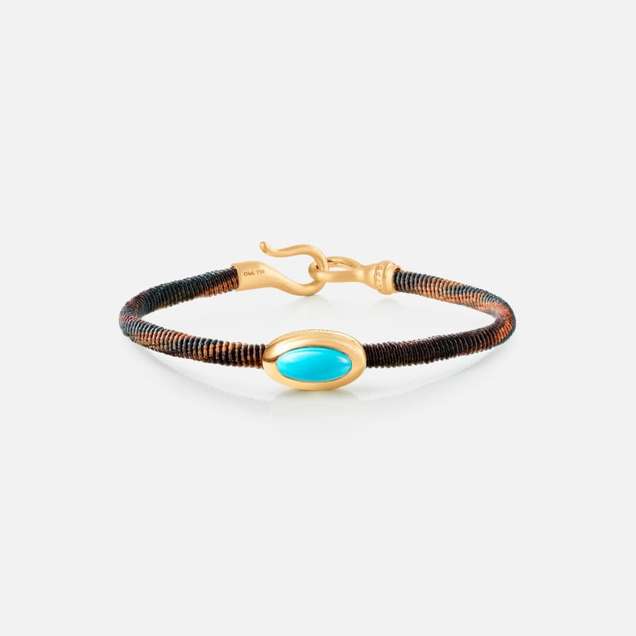 Life Maroon Bracelet with 18 Karat Gold & Turquoise Charm  |  Ole Lynggaard Copenhagen