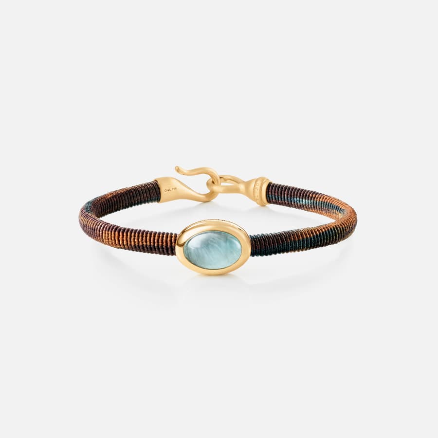 Life Maroon Bracelet with 18 Karat Gold & Aquamarine Charm  |  Ole Lynggaard Copenhagen