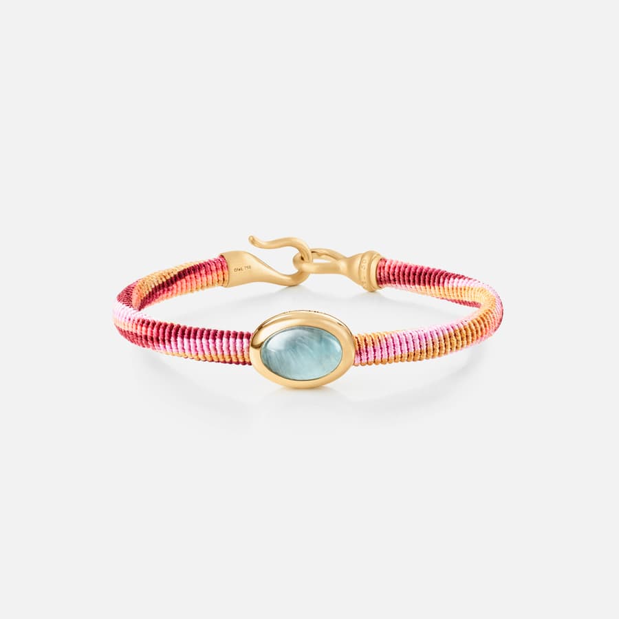 Life armband in Beere mit 750/- Gold & Aquamarin-Charmanhänger  |  Ole Lynggaard Copenhagen
