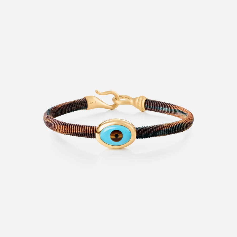 Life Maroon Bracelet with 18 Karat Gold & Evil Eye Charm  |  Ole Lynggaard Copenhagen