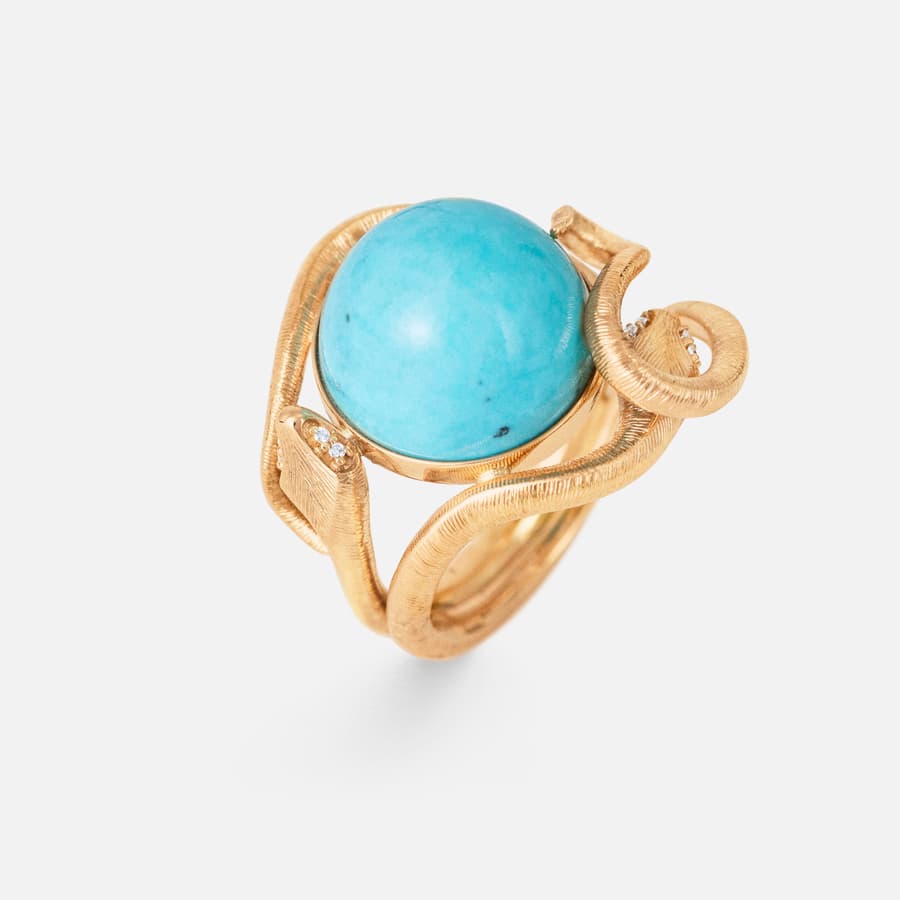 Bague Snakes en Or 18 carats, Turquoise et Diamants  |  Ole Lynggaard Copenhagen 