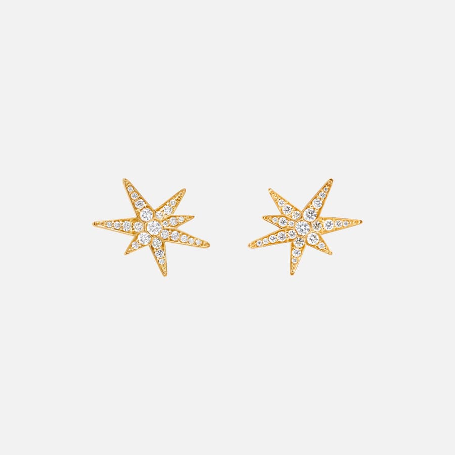 Funky Stars earrings small in 18 karat gold and diamonds | Ole Lynggaard Copenhagen 