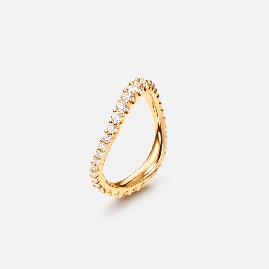 Love Bands Ring gebogen weit aus 18 Karat Gelbgold mit Diamanten | Ole Lynggaard Copenhagen